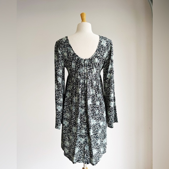 CYNTHIA ROWLEY VINTAGE 90s Dark Floral Babydoll Dress 8 - Picture 6 of 8